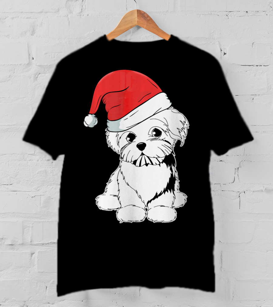 Best Christmas Maltese Santa Hat T-Shirt