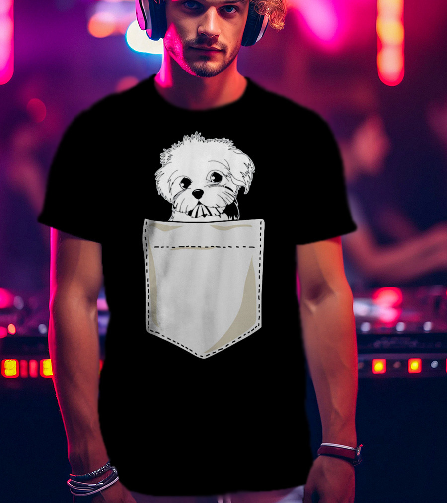 Best For Christmas Maltese Dog In Pocket T-Shirt