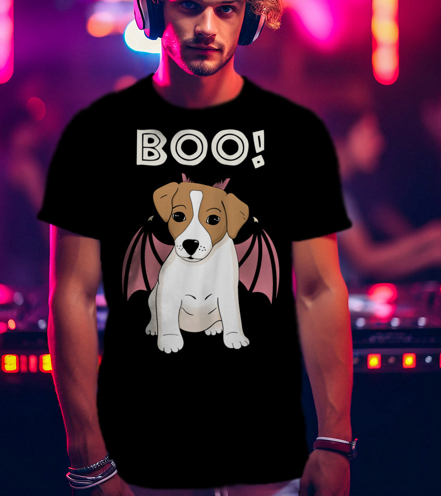 BOO Jack Russell Terrier With Bat Wings T-Shirt