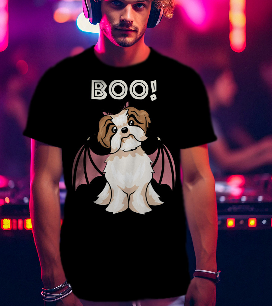 BOO Shih Tzu With Bat Wings T-Shirt
