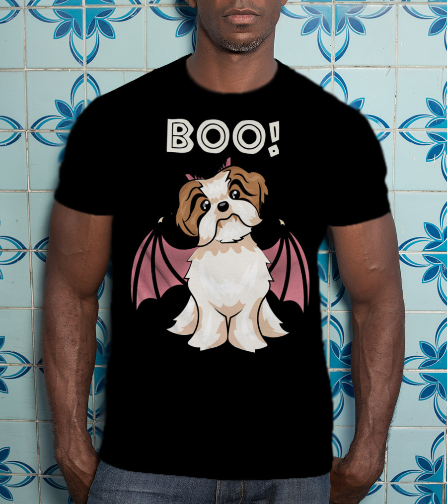 BOO Shih Tzu With Bat Wings T-Shirt