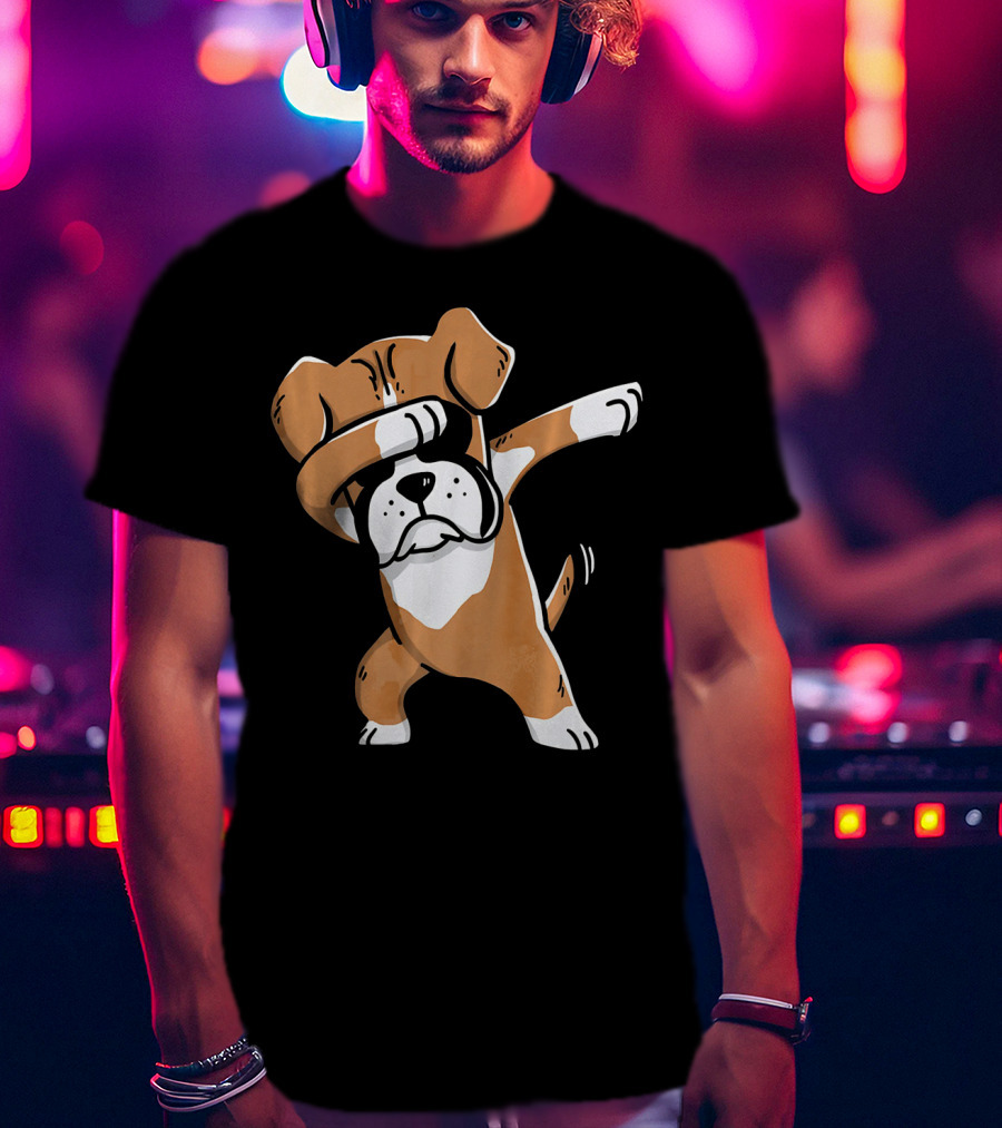 Kids Funny Dabbing Boxer Dog T-Shirt