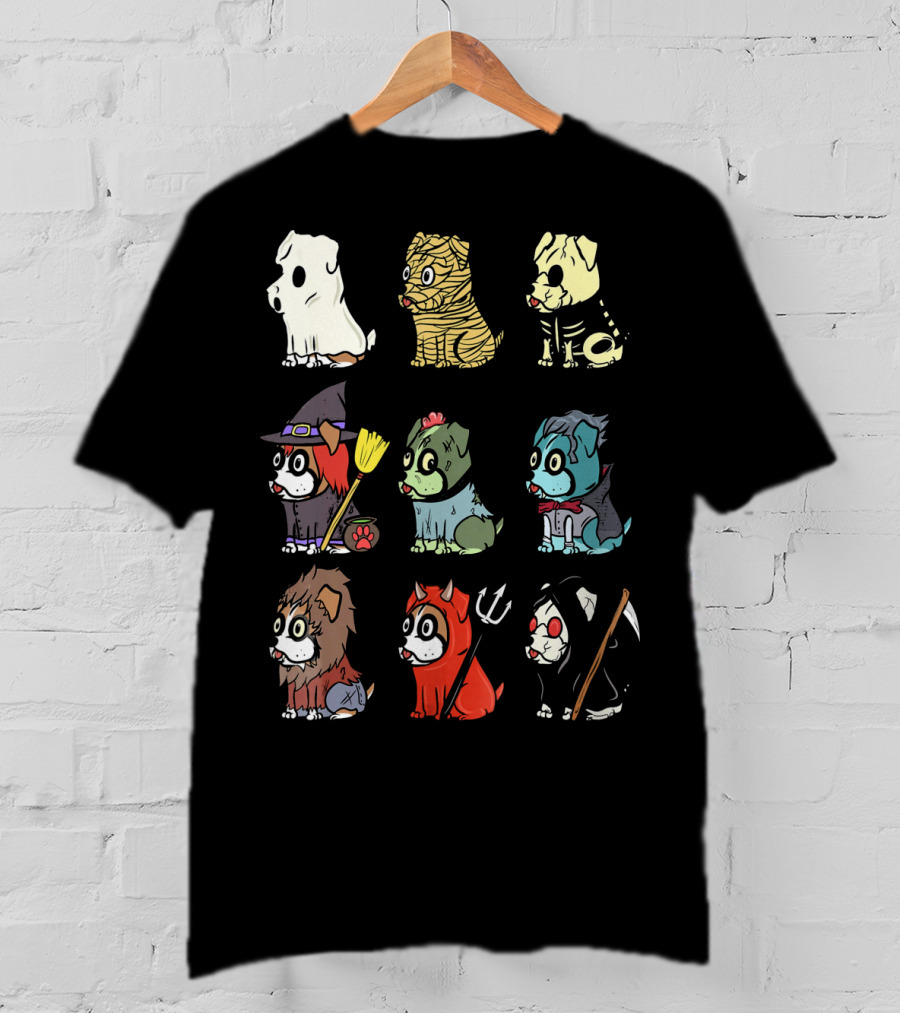 Spooky Boxer Dog Halloween Costumes Ghost Mummy Zombie Witch Werewolf Devil Grim Reaper T-Shirt
