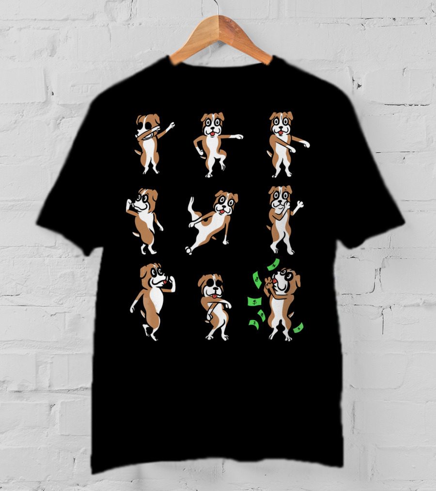 Boxer Dog Funny Dance Moves With Money Animation T-Shirt