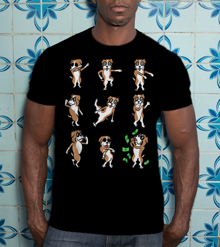 Boxer Dog Funny Dance Moves With Money Animation T-Shirt