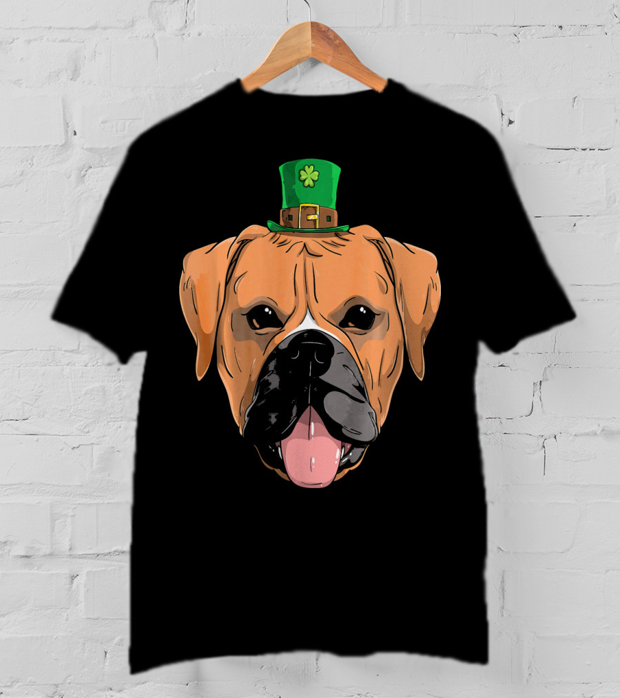 Boxer Dog St Patricks Day Leprechaun Puppy With Hat T-Shirt