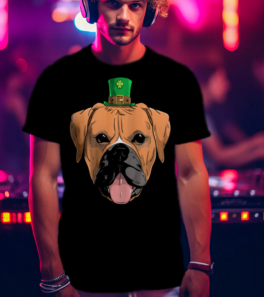 Boxer Dog St Patricks Day Leprechaun Puppy With Hat T-Shirt