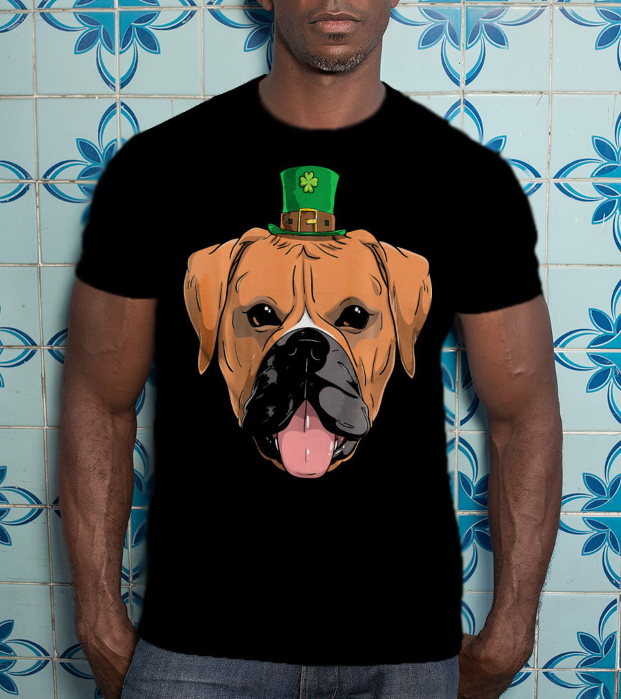 Boxer Dog St Patricks Day Leprechaun Puppy With Hat T-Shirt