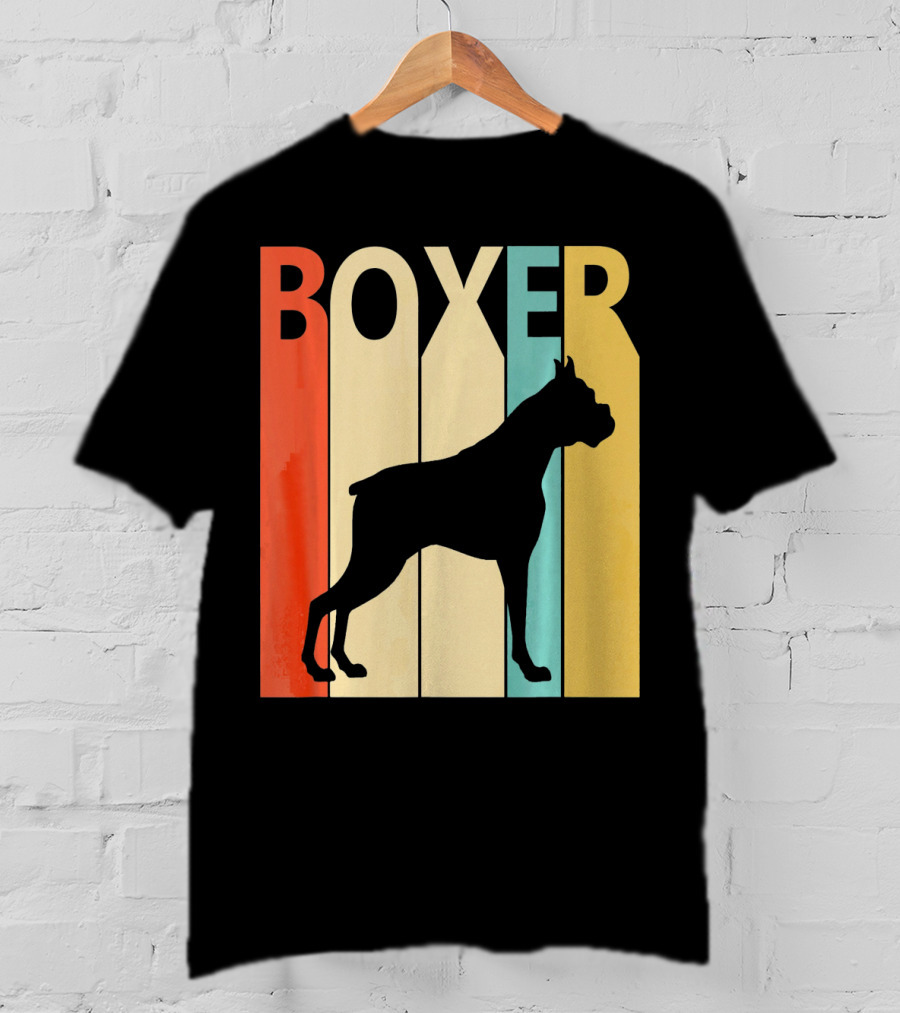 Boxer Retro Style Silhouette For Dog Dad Or T-Shirt