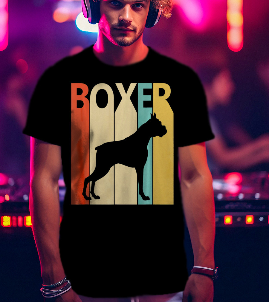 Boxer Retro Style Silhouette For Dog Dad Or T-Shirt