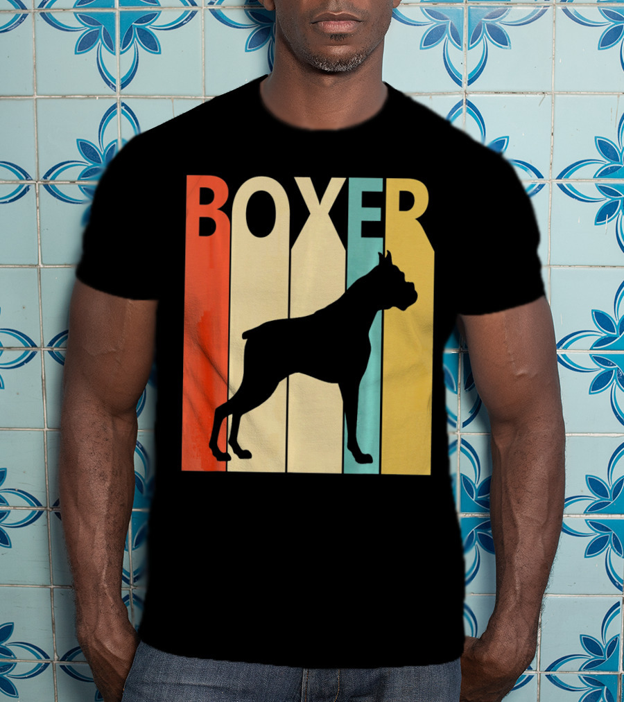 Boxer Retro Style Silhouette For Dog Dad Or T-Shirt