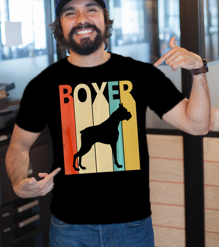 Boxer Retro Style Silhouette For Dog Dad Or T-Shirt