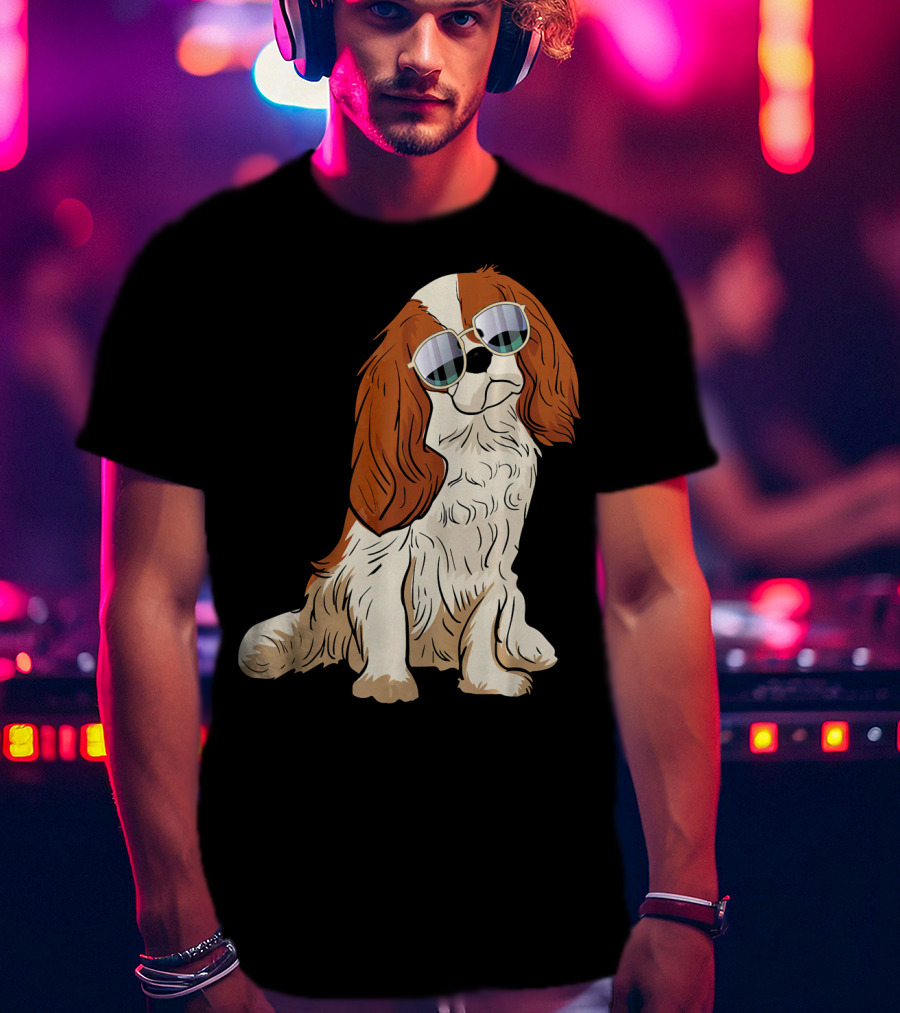 Cavalier King Charles Spaniel Dog With Sunglasses T-Shirt