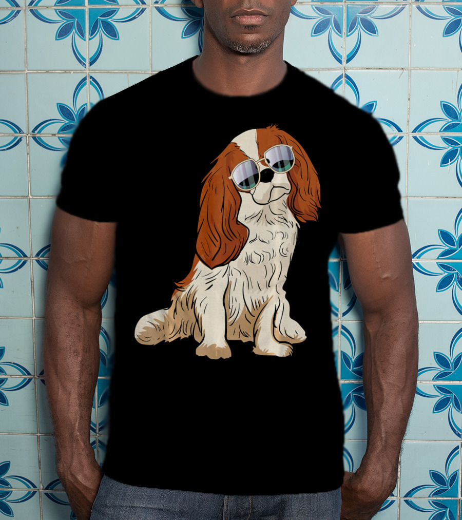 Cavalier King Charles Spaniel Dog With Sunglasses T-Shirt