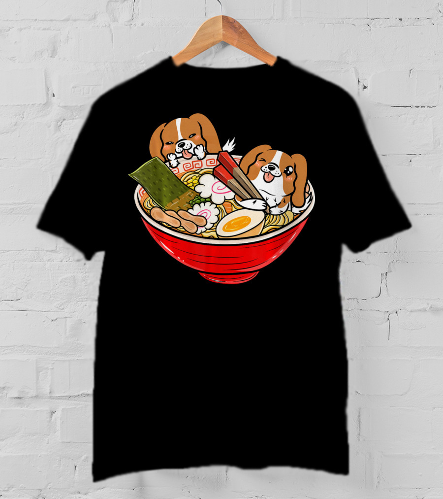 Cavalier King Charles Spaniel Kawaii Japanese Ramen Bowl T-Shirt