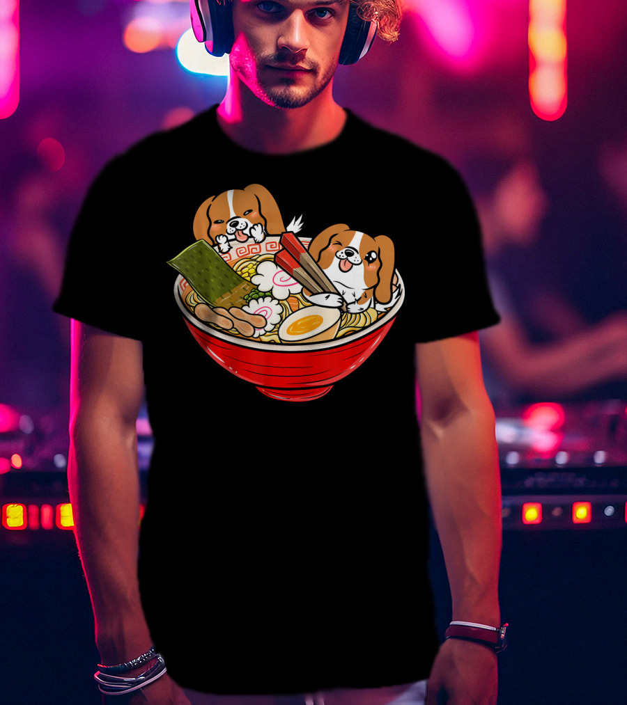 Cavalier King Charles Spaniel Kawaii Japanese Ramen Bowl T-Shirt