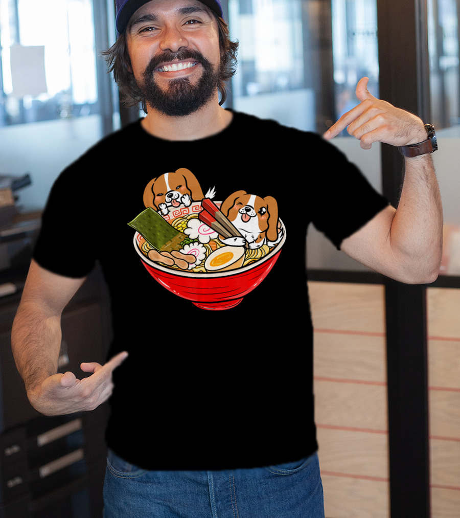 Cavalier King Charles Spaniel Kawaii Japanese Ramen Bowl T-Shirt