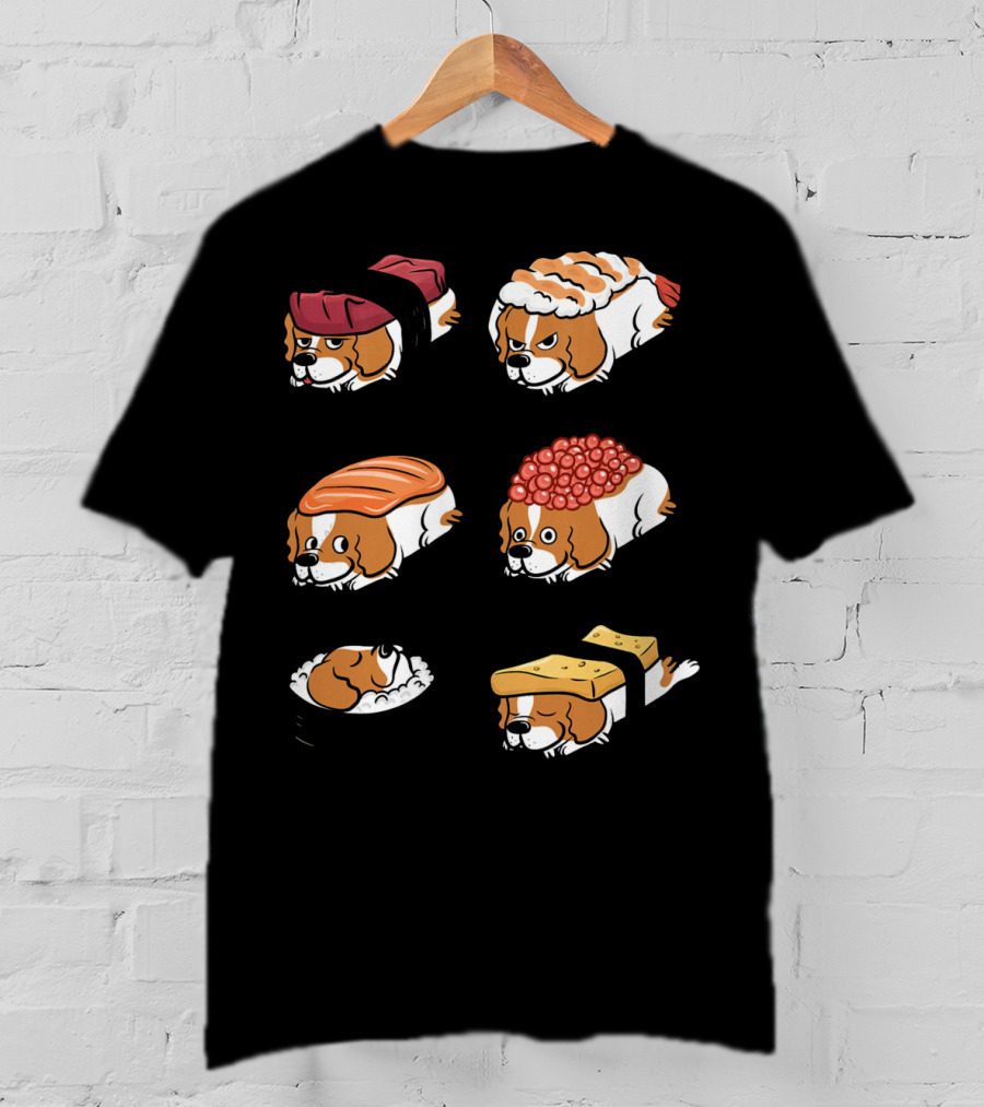 Cavalier King Charles Spaniel Nigiri Sushi Roll Variations T-Shirt