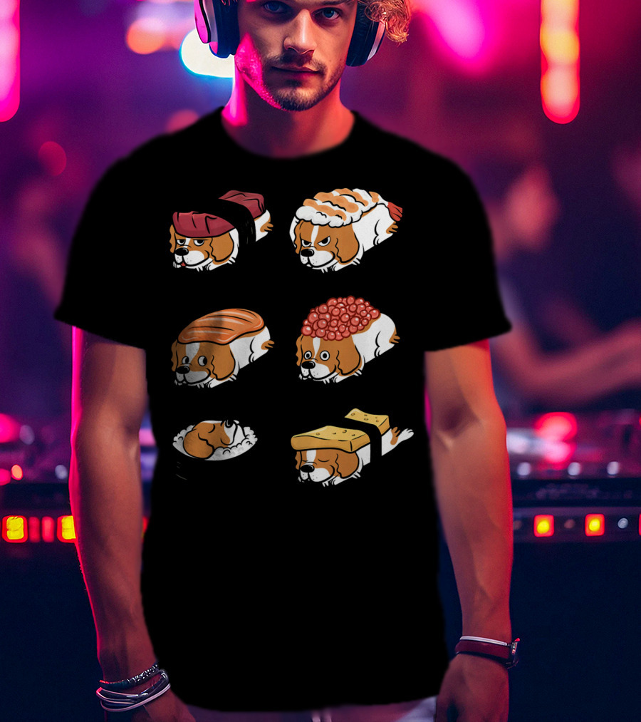 Cavalier King Charles Spaniel Nigiri Sushi Roll Variations T-Shirt