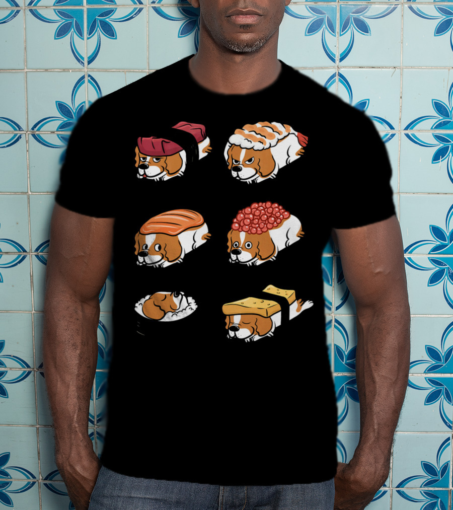 Cavalier King Charles Spaniel Nigiri Sushi Roll Variations T-Shirt