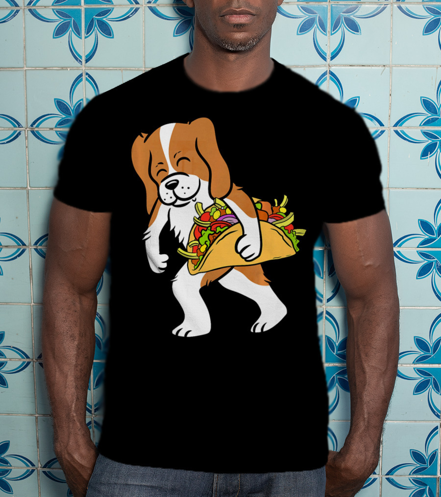 Cavalier King Charles Spaniel Carrying Taco With Vegetables T-Shirt
