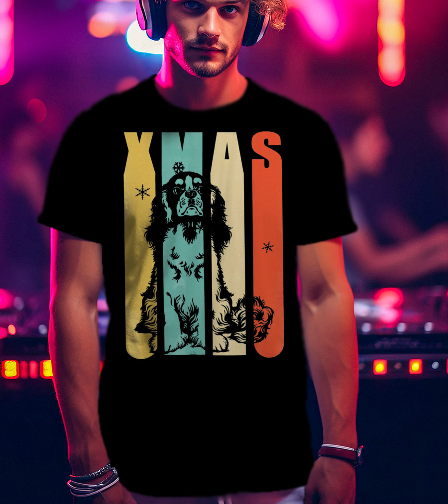 Xmas Cavalier King Dog Vintage T-Shirt
