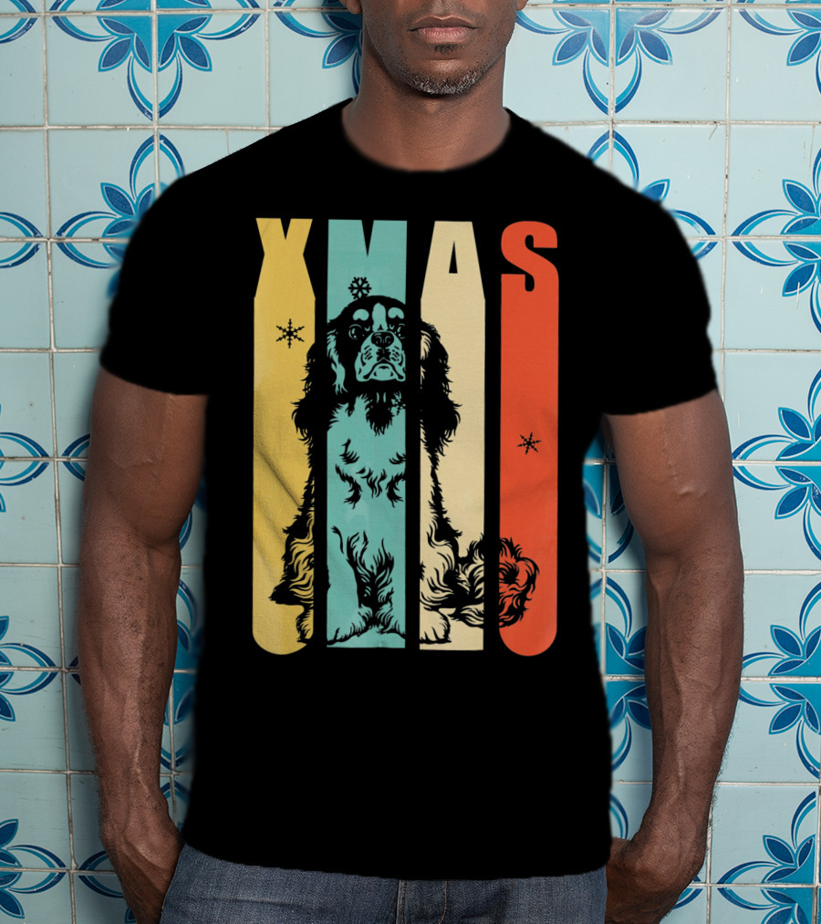 Xmas Cavalier King Dog Vintage T-Shirt