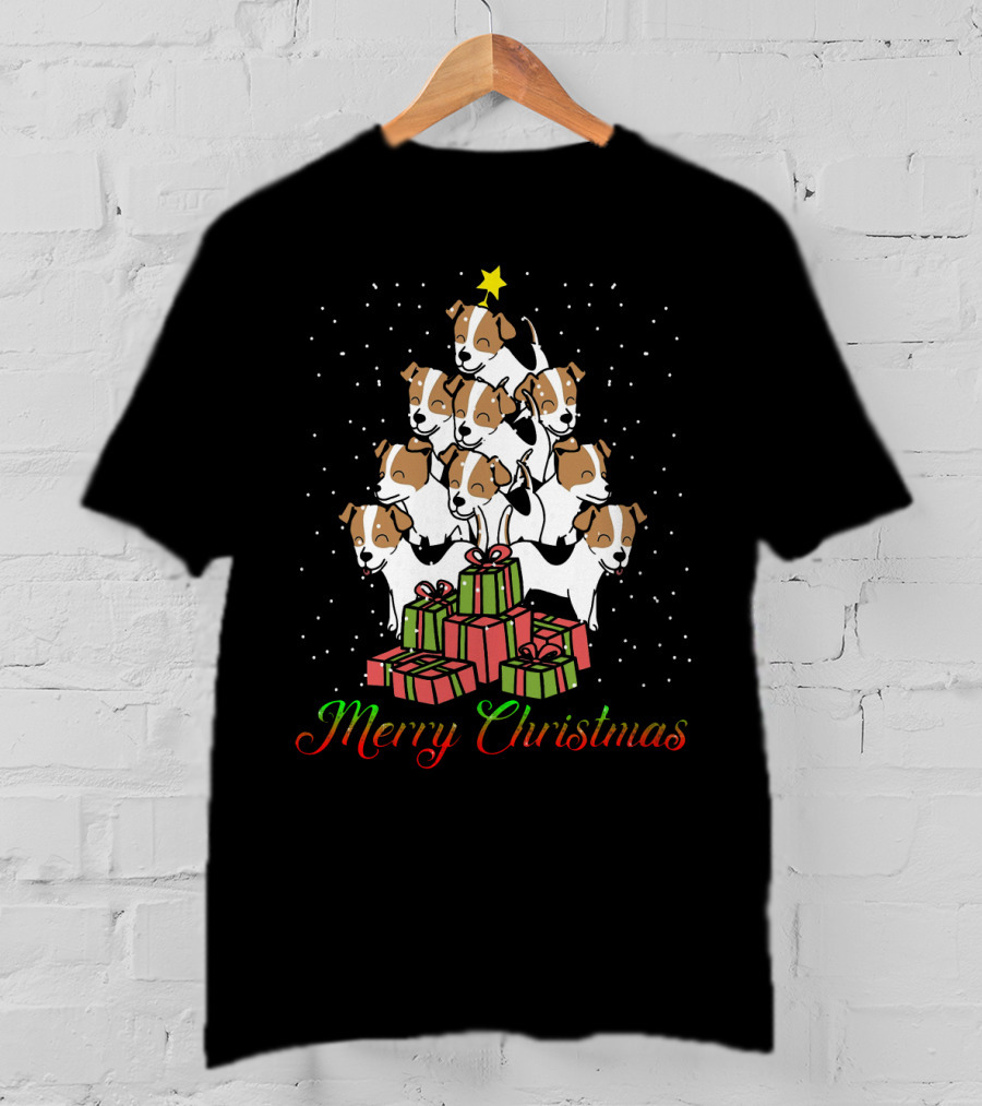 Merry Christmas Jack Russell Terrier Tree With Gifts T-Shirt