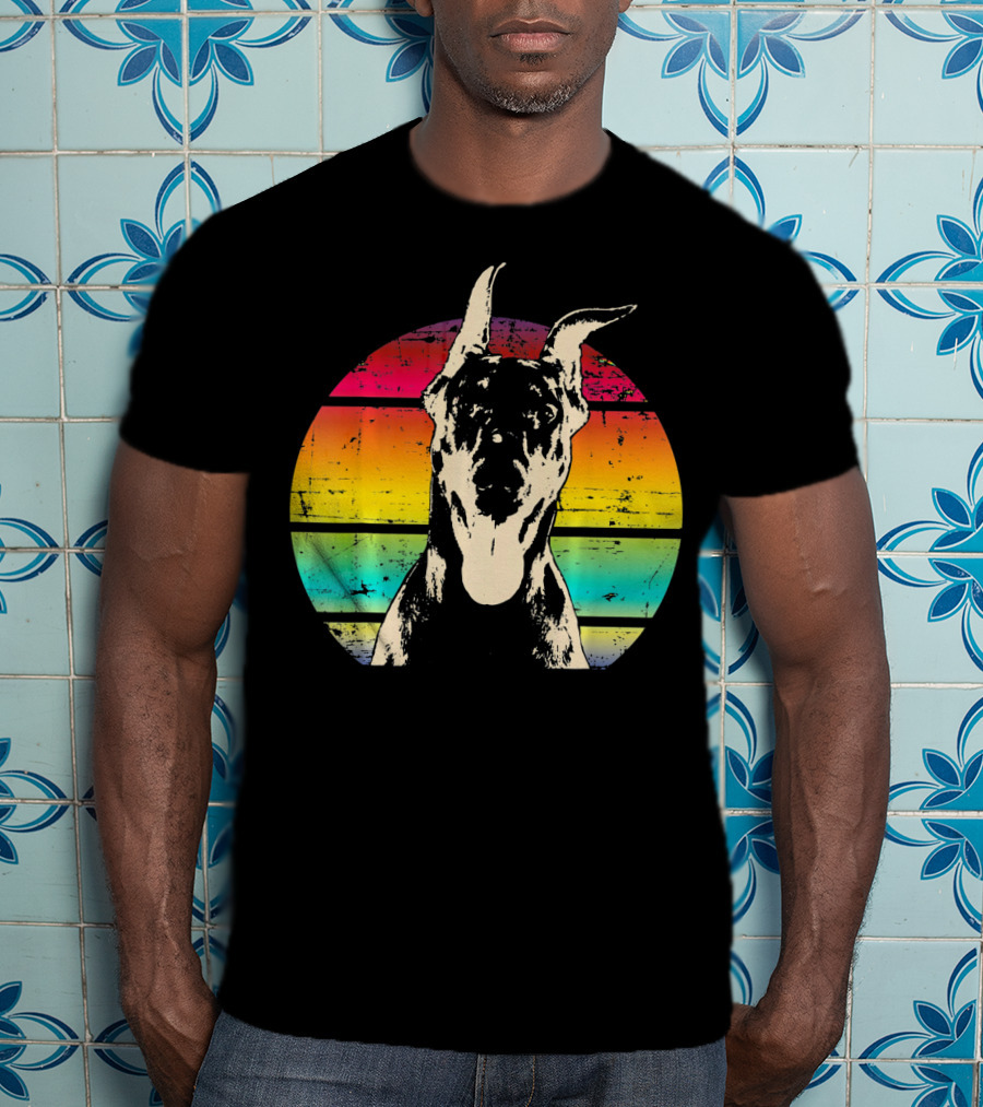Retro Sunset Doberman Pinscher T-Shirt