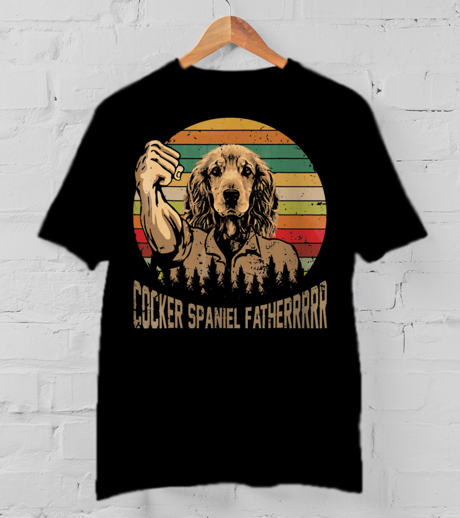 Cocker Spaniel Fatherrrr Retro Dog T-Shirt