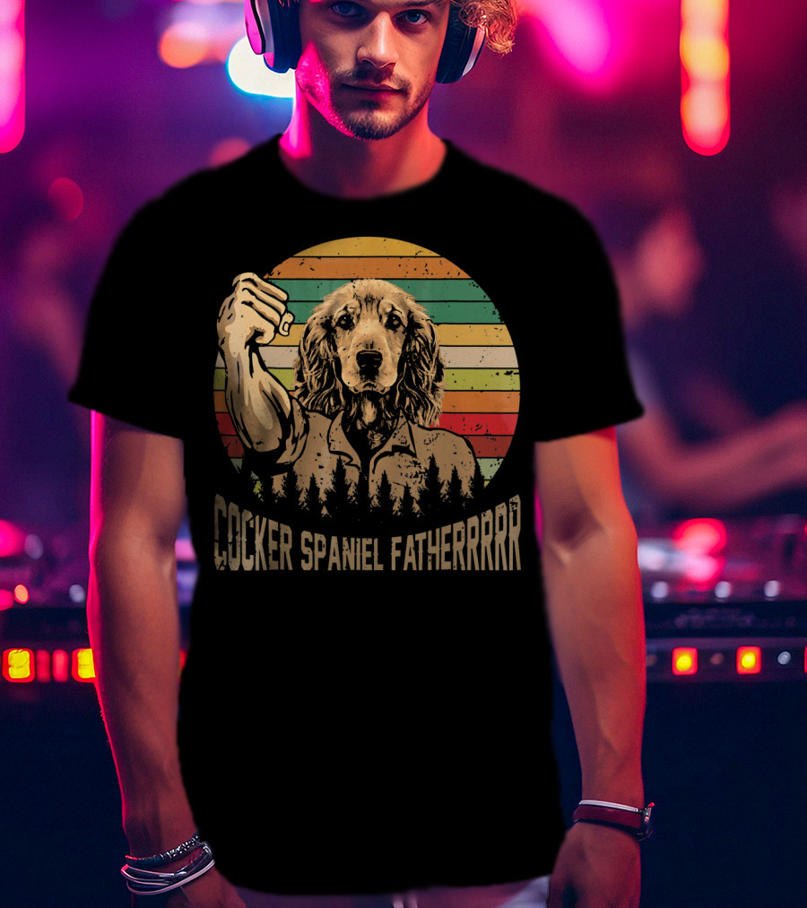 Cocker Spaniel Fatherrrr Retro Dog T-Shirt