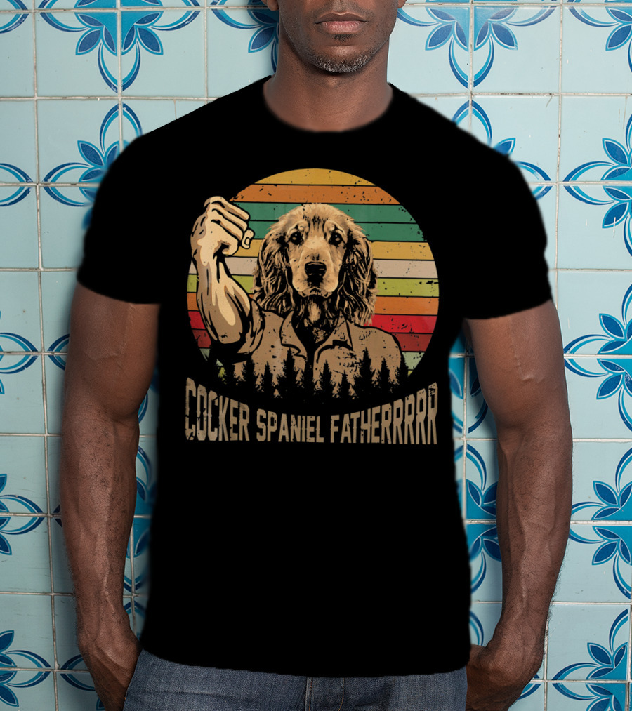 Cocker Spaniel Fatherrrr Retro Dog T-Shirt