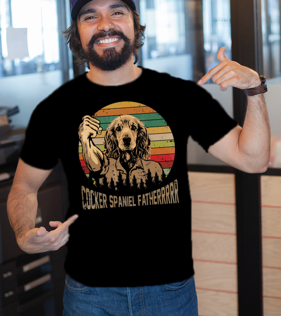 Cocker Spaniel Fatherrrr Retro Dog T-Shirt