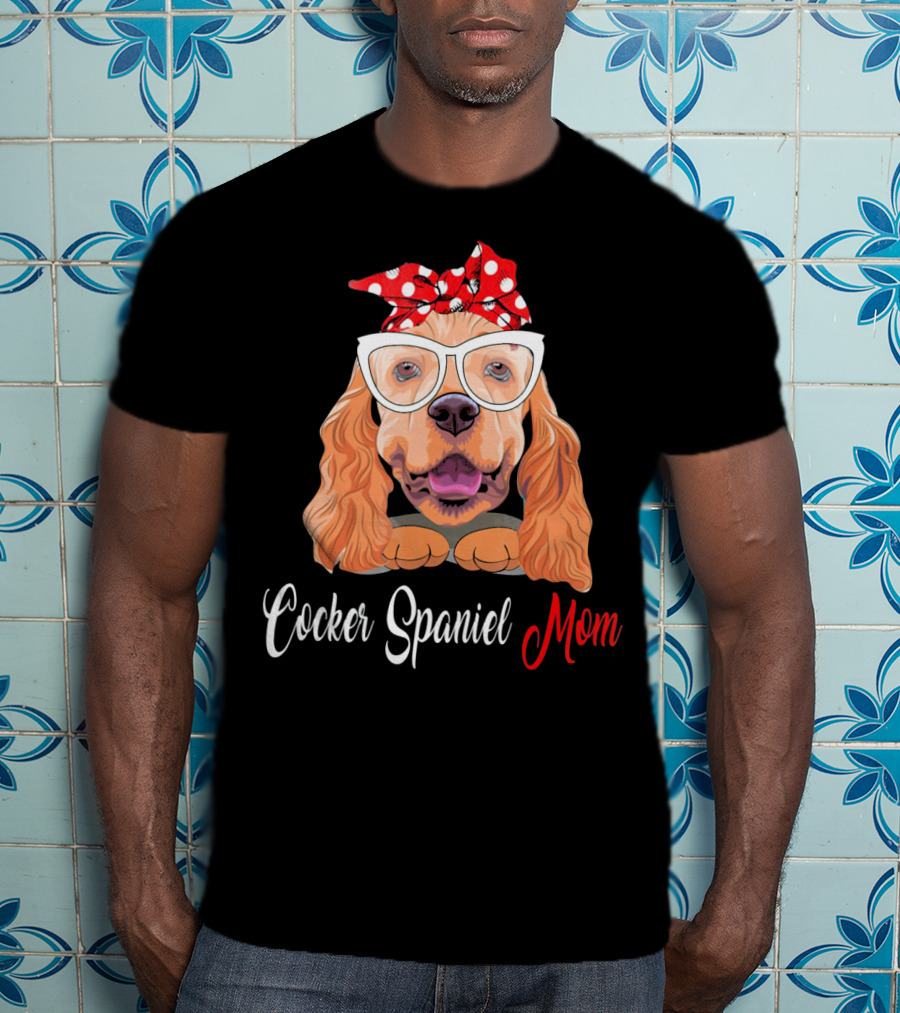 Cocker Spaniel Mom With Polka Dot Bandana And Glasses T-Shirt