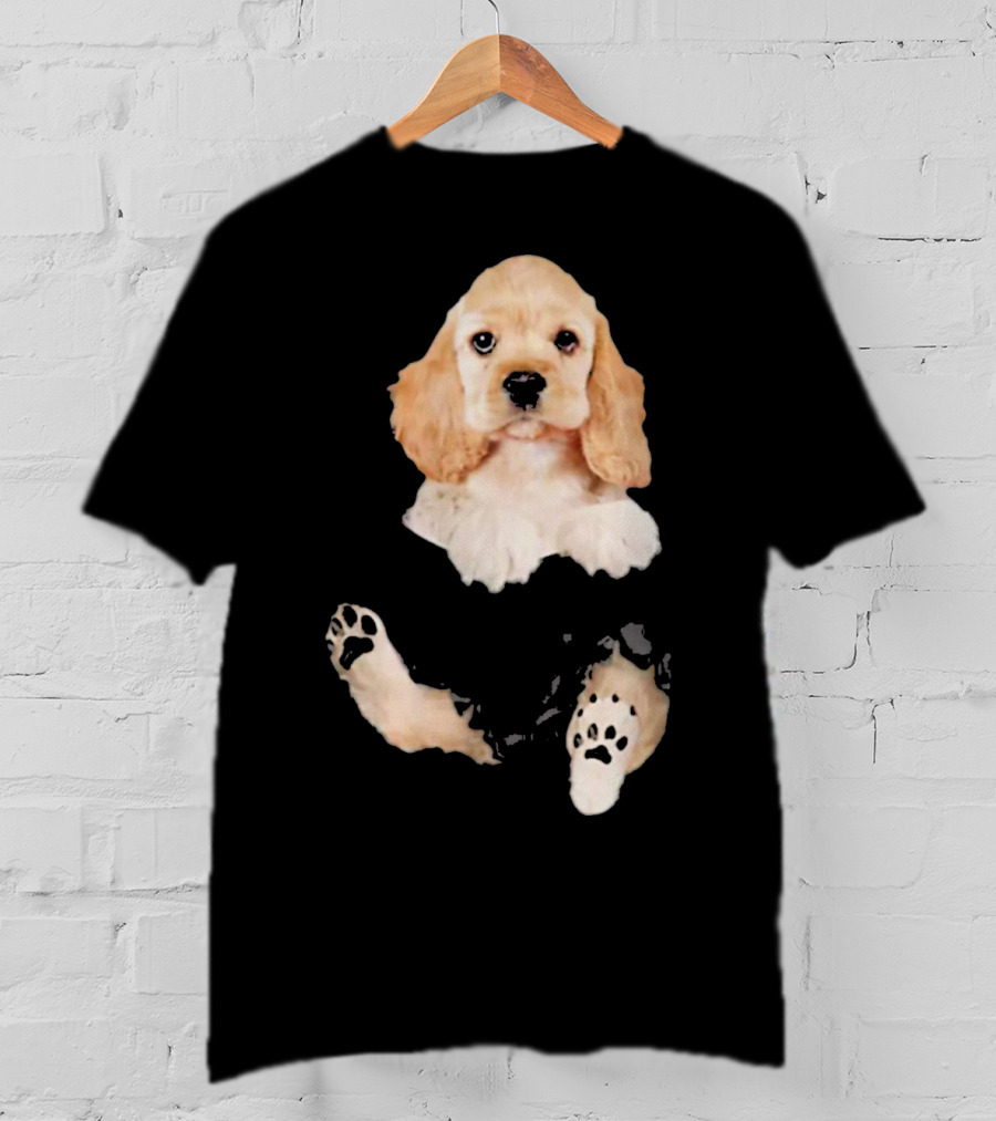 Cocker Spaniel Pocket Dog Lover Puppy Face Paw Prints T-Shirt