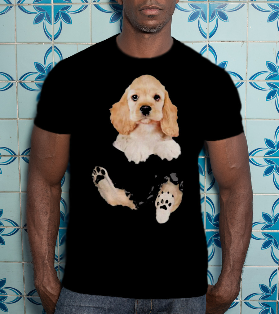 Cocker Spaniel Pocket Dog Lover Puppy Face Paw Prints T-Shirt