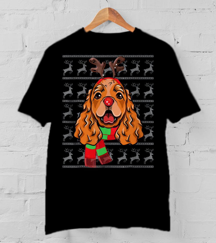 Cocker Spaniel Reindeer Holiday T-Shirt