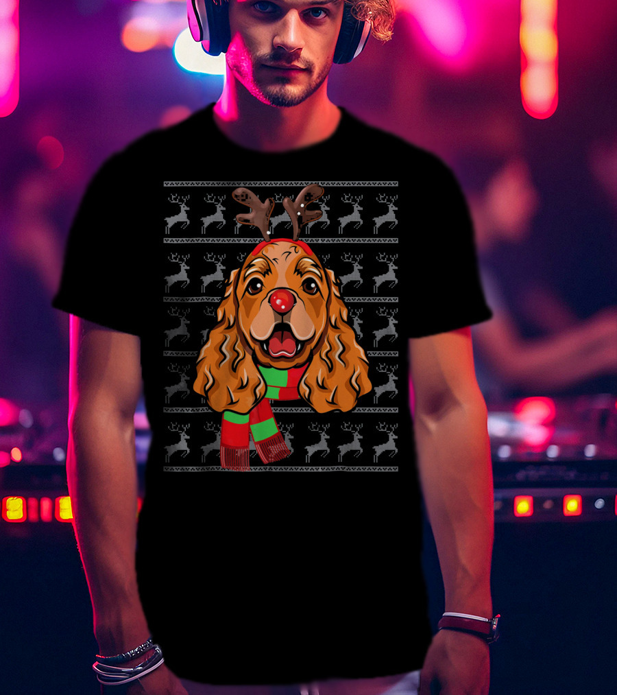 Cocker Spaniel Reindeer Holiday T-Shirt