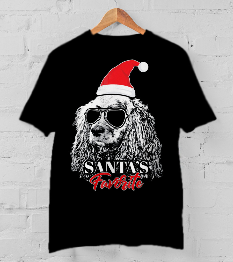 Cocker Spaniel Santa's Favorite Christmas Hat Sunglasses T-Shirt
