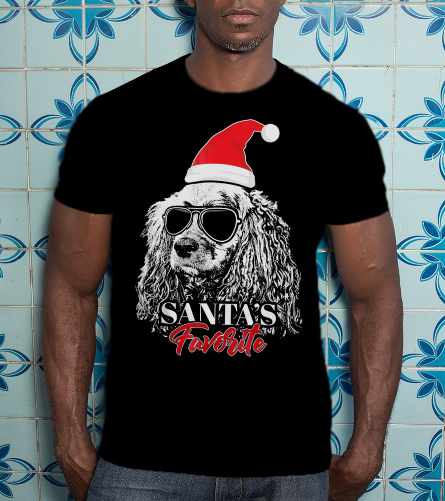 Cocker Spaniel Santa's Favorite Christmas Hat Sunglasses T-Shirt