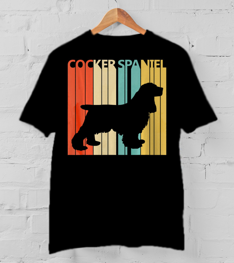 Cocker Spaniel Silhouette Retro Colors For Dog Dad T-Shirt