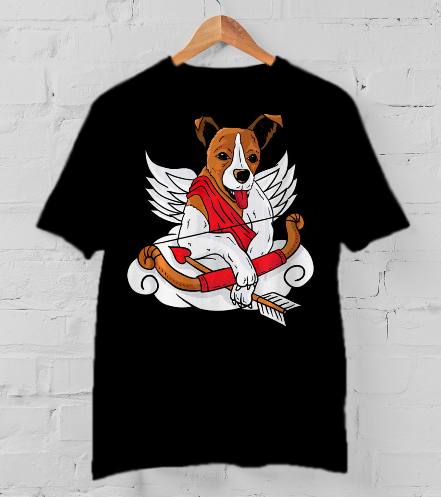 Cupid Jack Russell Terrier With Bow And Arrow For Dog Lovers T-Shirt