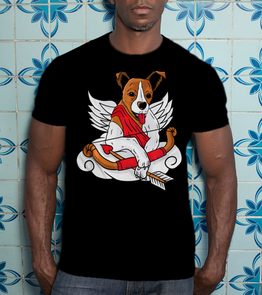 Cupid Jack Russell Terrier With Bow And Arrow For Dog Lovers T-Shirt