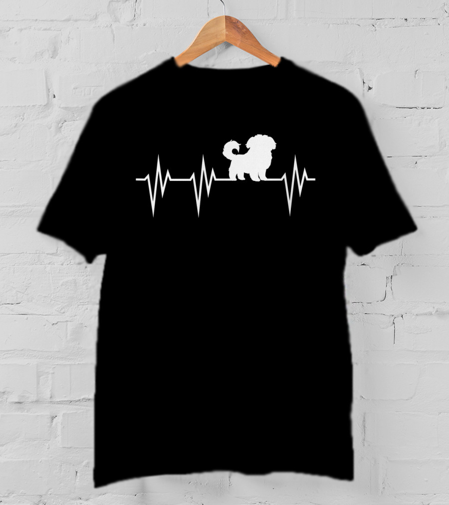 Cute Maltese Dog Heartbeat Pulse Maltese Dog T-Shirt