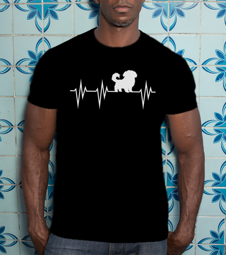 Cute Maltese Dog Heartbeat Pulse Maltese Dog T-Shirt