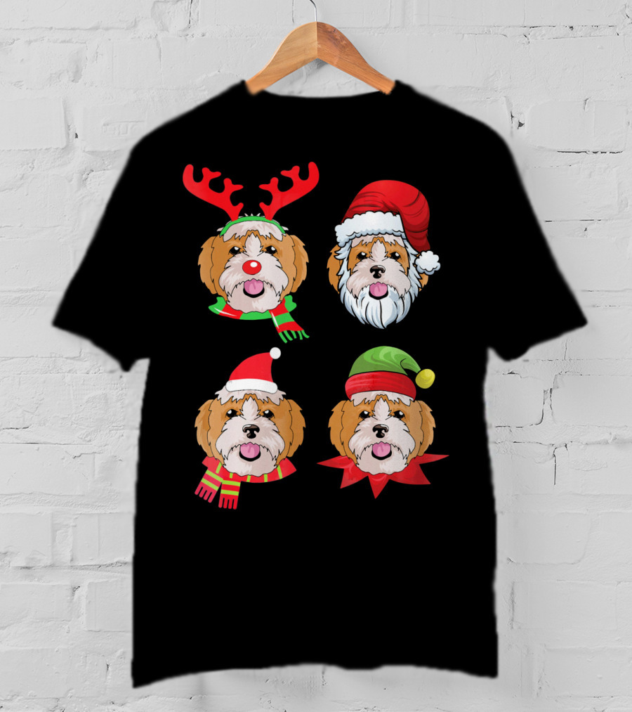 Cute Shih Tzu Christmas Santa Dog Reindeer Holiday Hats T-Shirt