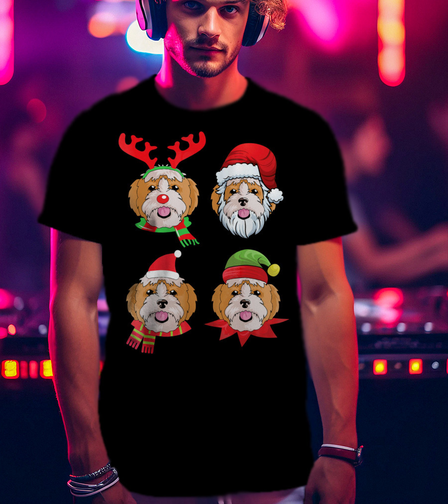 Cute Shih Tzu Christmas Santa Dog Reindeer Holiday Hats T-Shirt