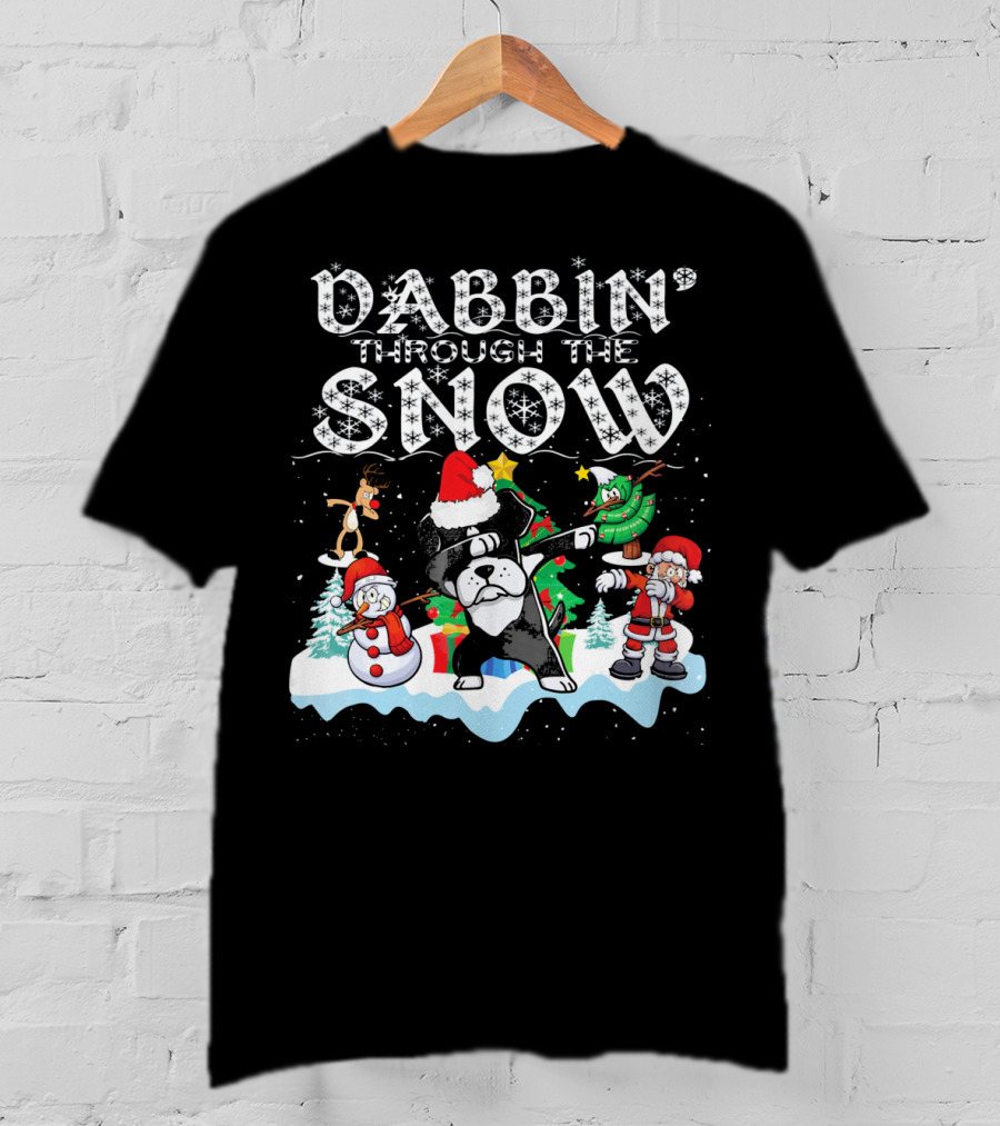 Dabbin' Through The Snow Rottweiler Christmas Santa Snowman Reindeer T-Shirt