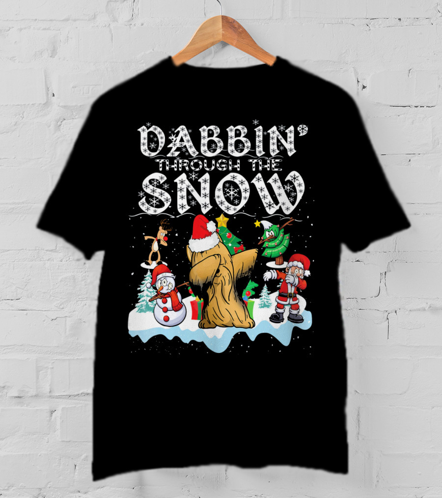 Dabbin' Through The Snow Christmas Shih Tzu Santa Trees Snowman Reindeer T-Shirt
