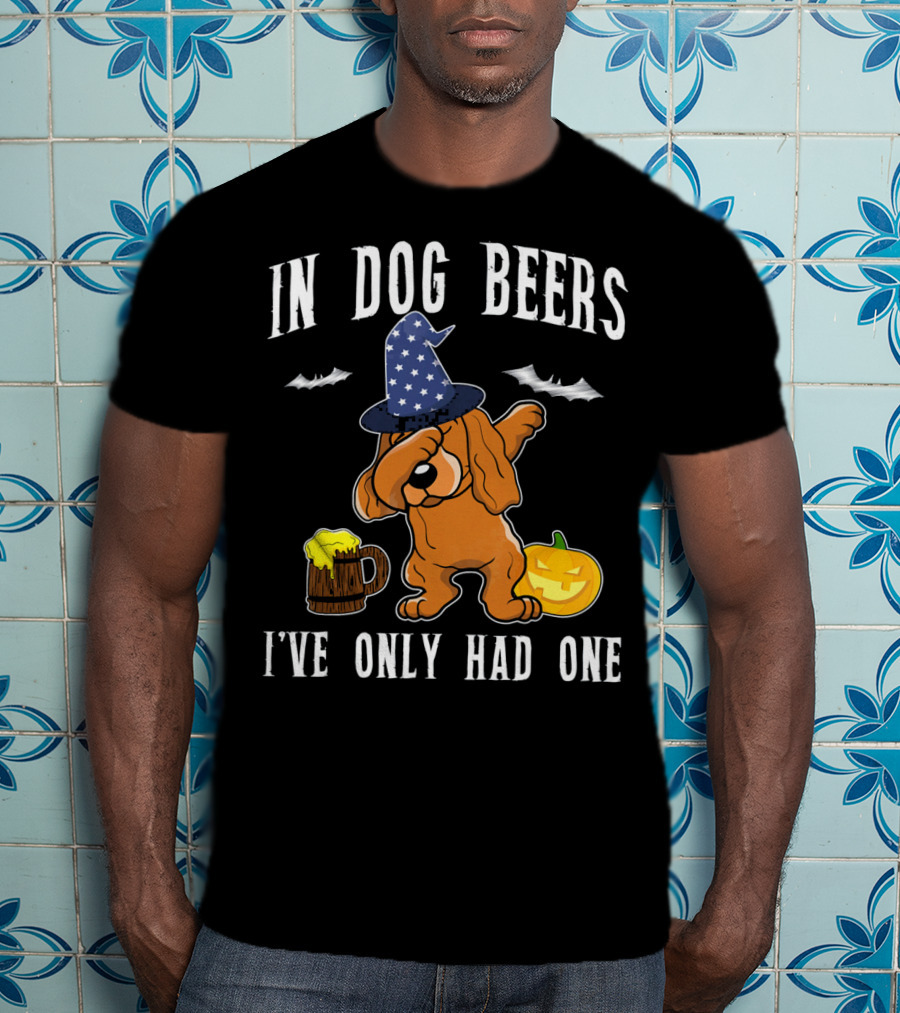 In Dog Beers Halloween Cocker Spaniel Dabbing With Pumpkin And Beer T-Shirt